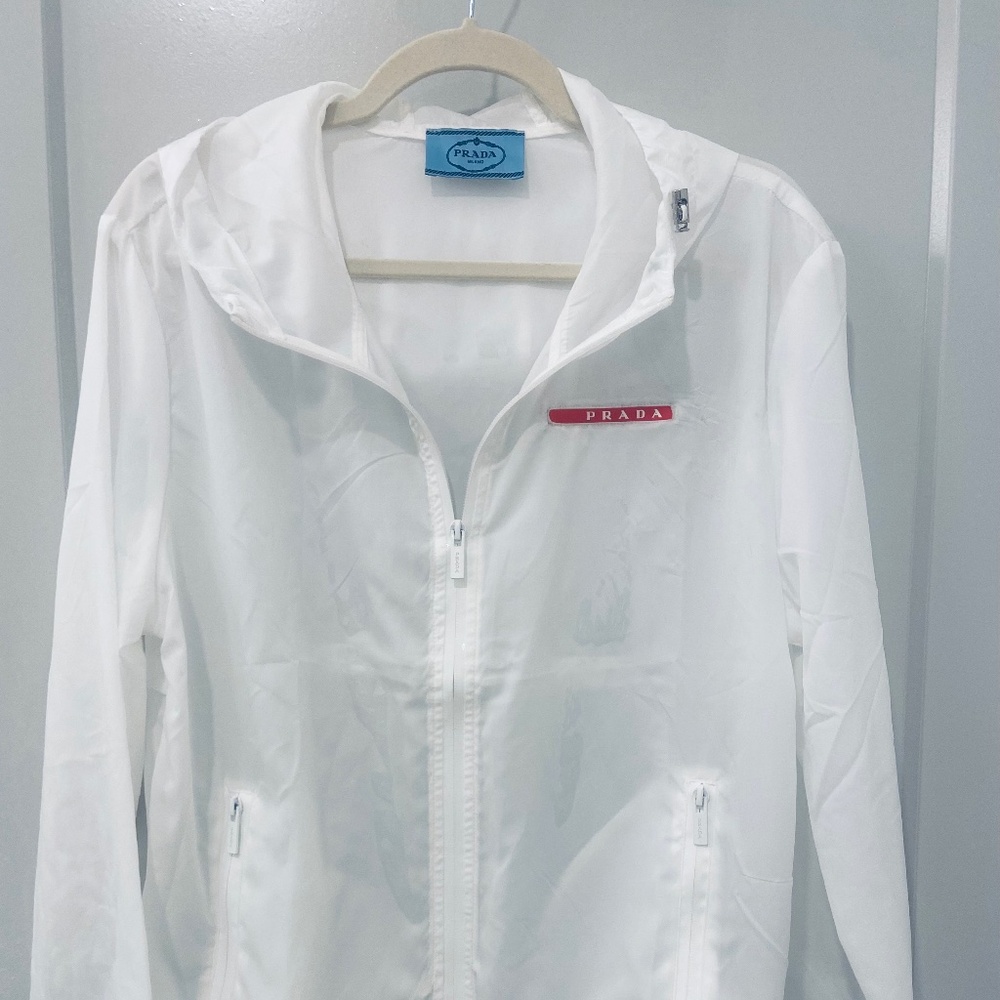Prada White Jacket with Pink Logo